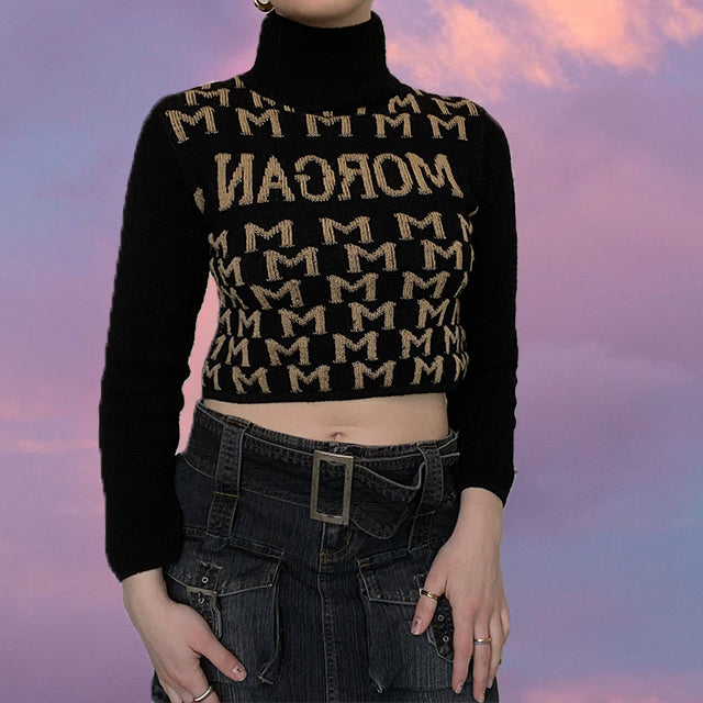 Vintage 90's Morgan de Toi Logo Cropped Turtleneck Sweater (XS/S)