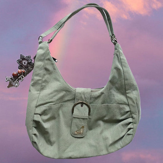 Vintage 90's Indie Grunge Roxy Khaki Shoulder Boho Bag