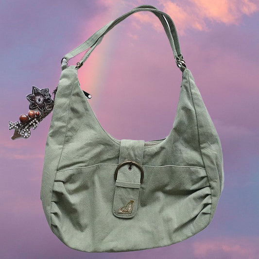 Vintage 90's Indie Grunge Roxy Khaki Shoulder Boho Bag