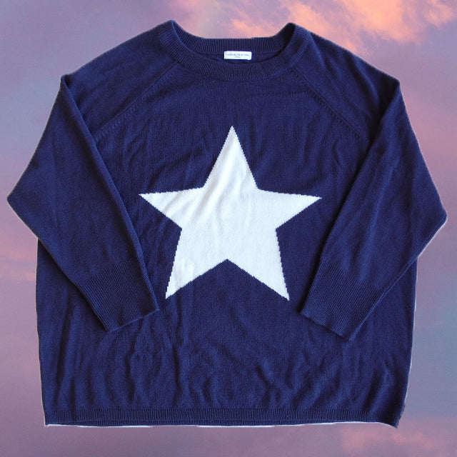 Vintage 90'S Fairy Grunge Navy Star Sweater (S/M)