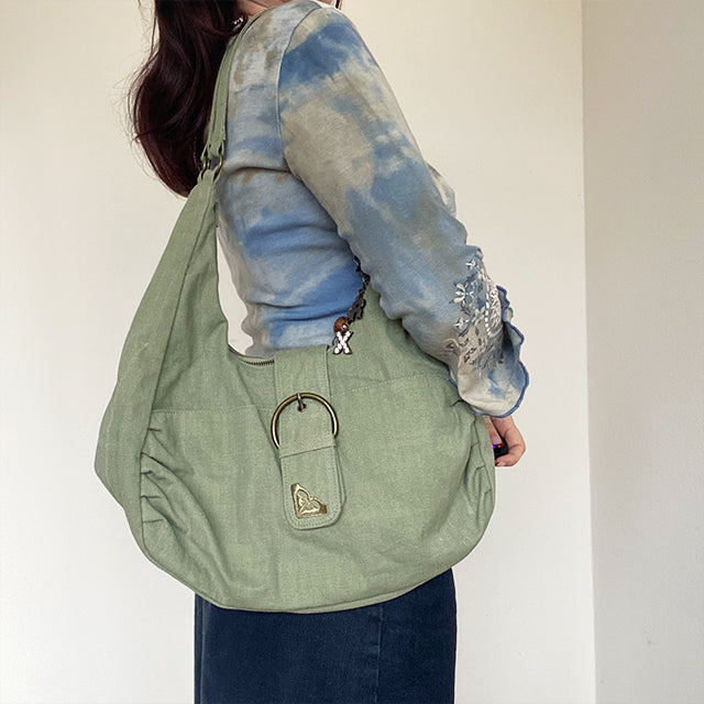 Vintage 90's Indie Boho Green Shoulder Bag