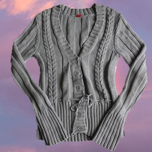 Vintage 90's Fairy Grunge Grey Knit Cardi (38 EU/UK 10)