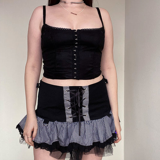 Vintage 90's Cyber Goth Skirt with Tulle (38 EU/UK 10)