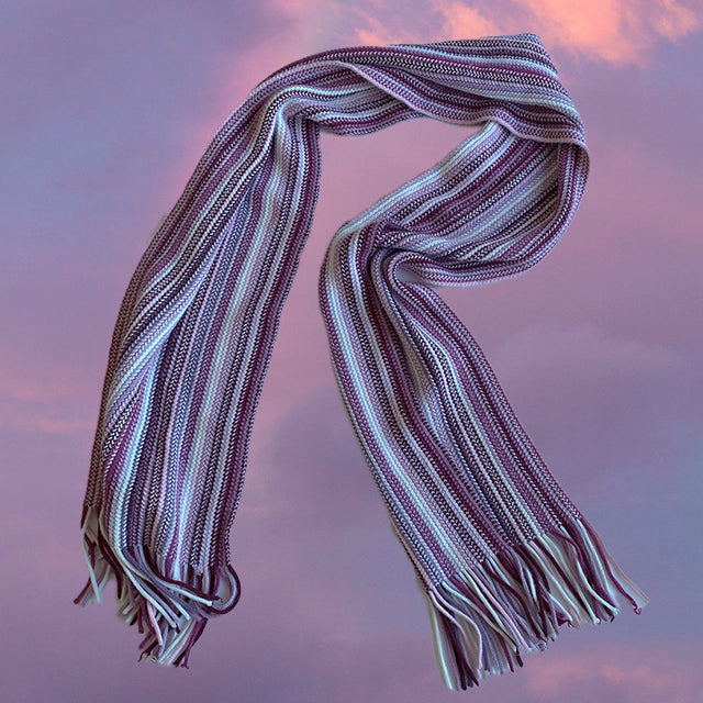 Vintage Y2K Striped Skinny Scarf (Pink)