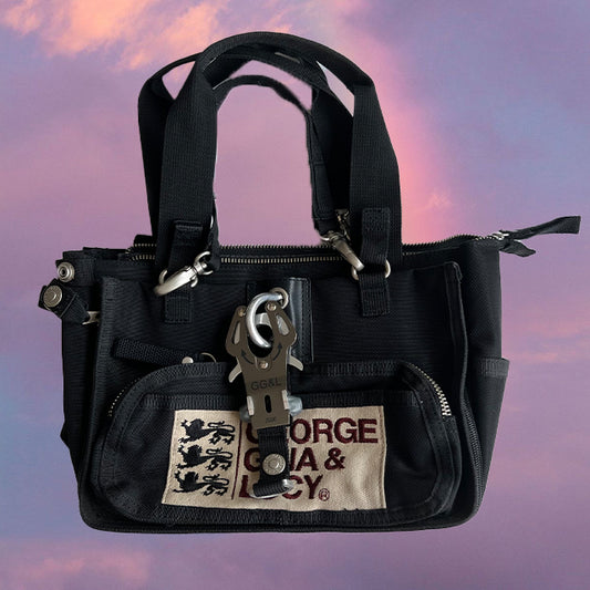 Vintage Cyber Y2K George Gina Lucy Black Shoulder Bag