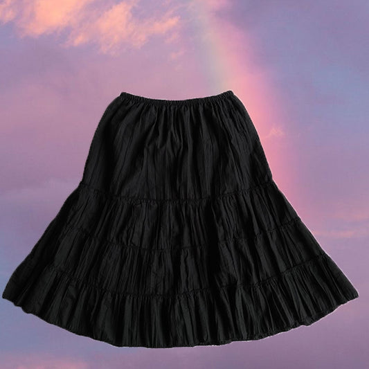 Vintage 90's Fairy Grunge Black Midi Skirt (S/M)