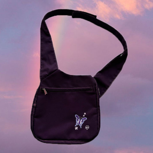 Vintage 90's Funky Dark Purple Crossbody Bag