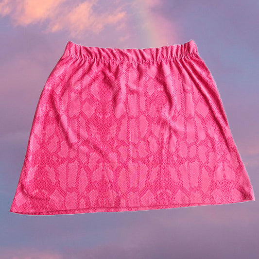 Vintage 90's Pink Snakeskin Print Club Miniskirt (S/M)