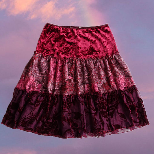 Vintage 90's Witchy Fairy Burgundy Midi Skirt (S/M)