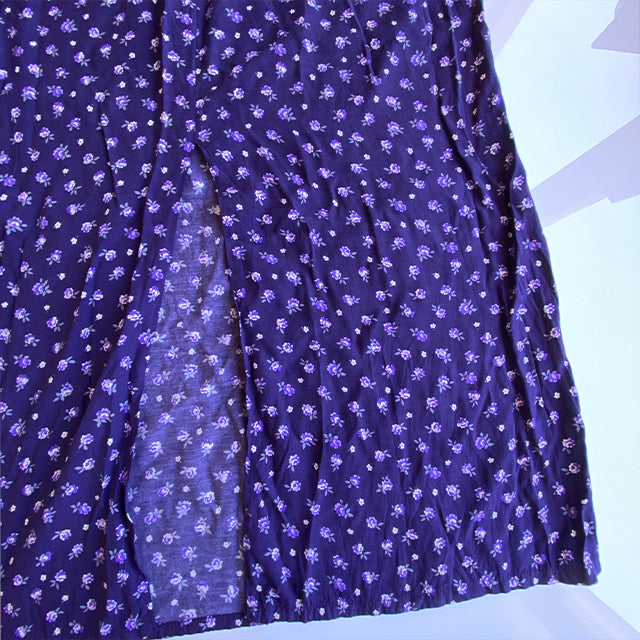 Vintage 90's Romantic Purple Floral Maxi Dress (M/L)