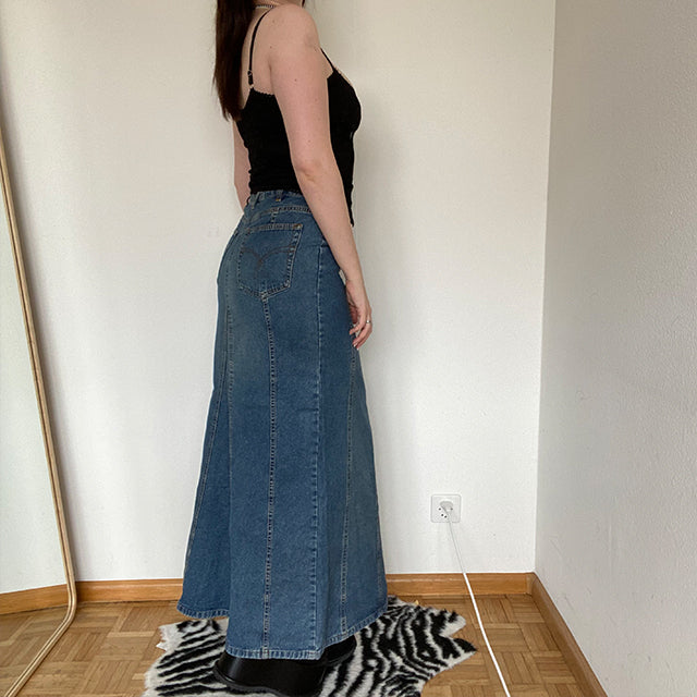 Vintage 90's Phoebe Buffay Denim Maxiskirt (36 EU / 8 UK)