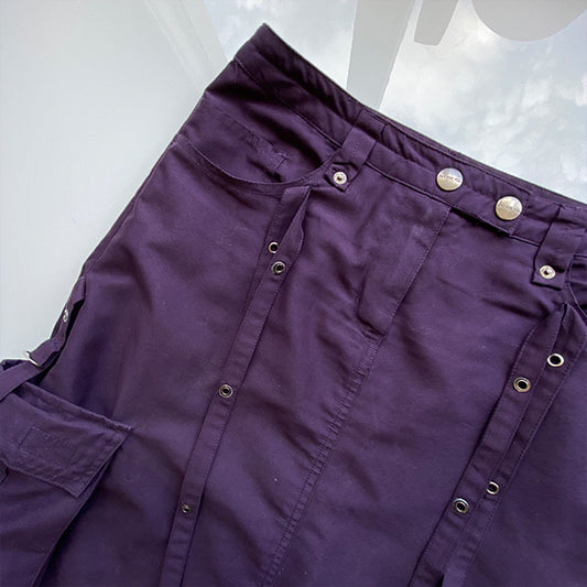 Vintage 90's Tech Rave Purple Cargo Maxi Skirt (36 EU / UK 8 / US 4)