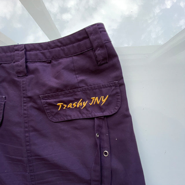 Vintage 90's Tech Rave Purple Cargo Maxi Skirt (36 EU / UK 8 / US 4)