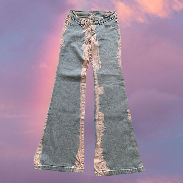 Vintage Y2K Rockstar Tie Dye Low Waist Flare Jeans (S)