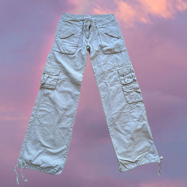 Vintage 90's Cream Low Waist Cargo Pants (36 EU / 8 UK / 4 US)