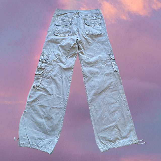 Vintage 90's Cream Low Waist Cargo Pants (36 EU / 8 UK / 4 US)