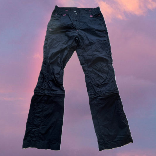 Vintage 90's Black Low Waist Cargo Pants with Pink Contrast Stitching (36 EU / 8 UK / 4 US)