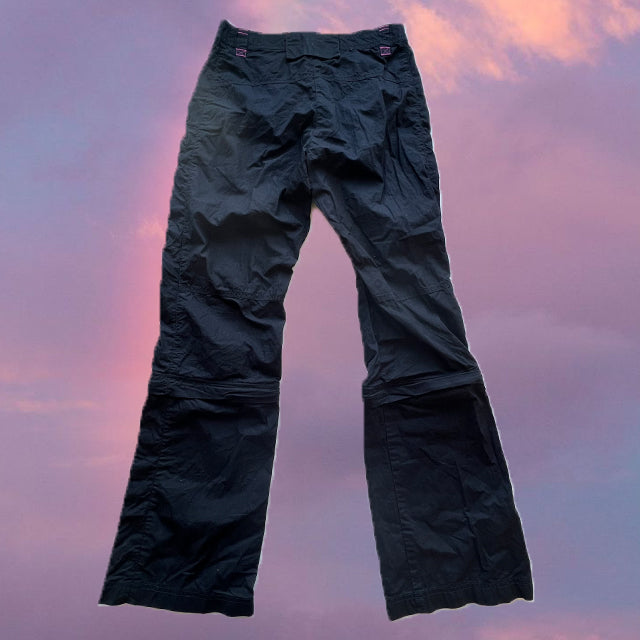 Vintage 90's Black Low Waist Cargo Pants with Pink Contrast Stitching (36 EU / 8 UK / 4 US)