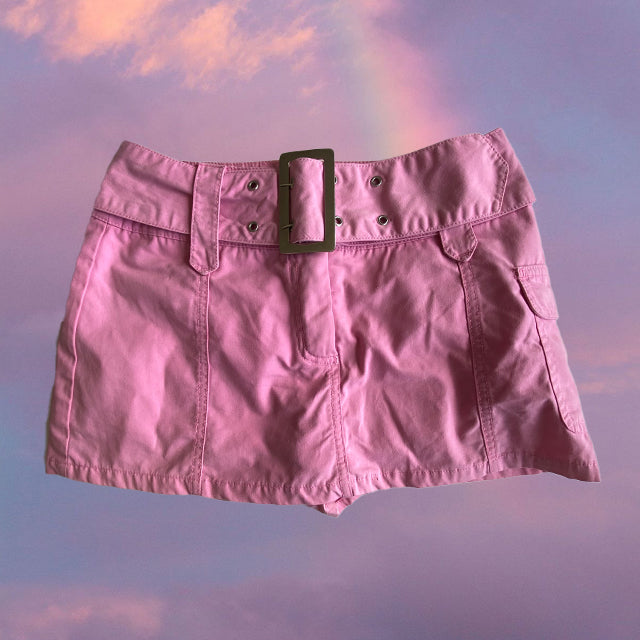 Vintage Y2K Rockstar Pink Mini Skirt with Buckle Belt (34 EU / UK 6 / US 2)