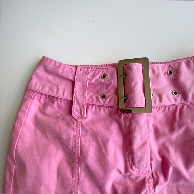 Vintage Y2K Rockstar Pink Mini Skirt with Buckle Belt (34 EU / UK 6 / US 2)