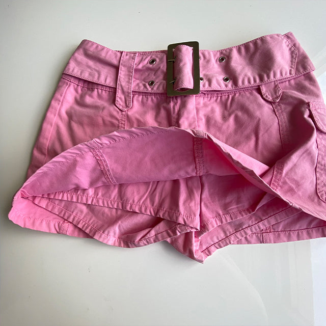 Vintage Y2K Rockstar Pink Mini Skirt with Buckle Belt (34 EU / UK 6 / US 2)