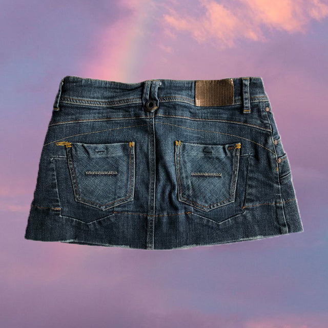 Vintage Y2K Low Waist Denim Mini Skirt (36 EU - 8 UK - 4 US)