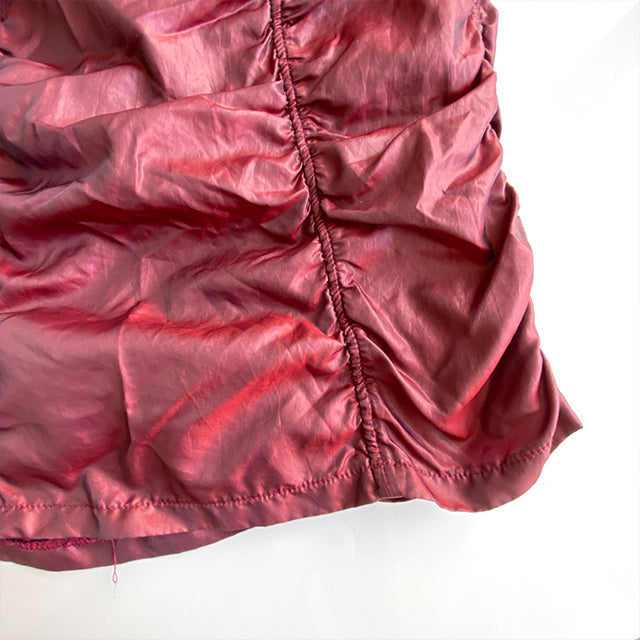 Vintage 90's Tech Red/Purple Shimmery Ruched Midi Skirt (S)