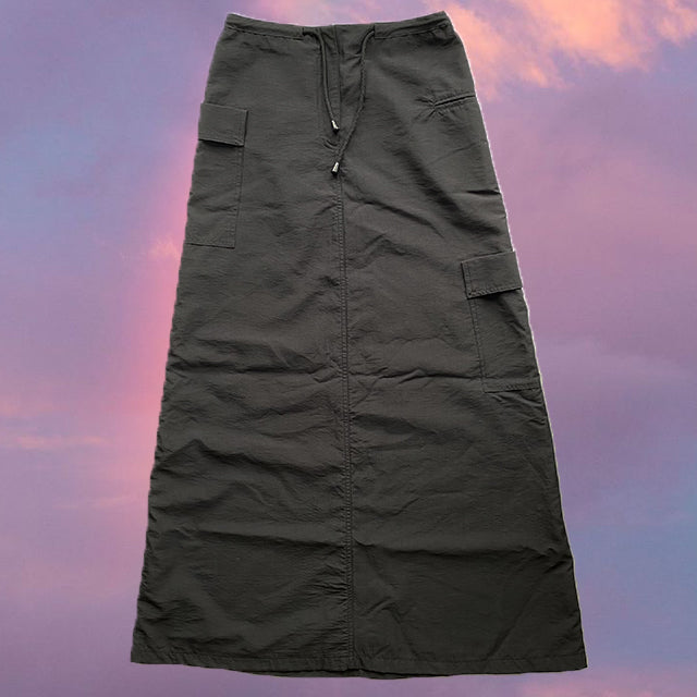 Vintage 90's Techwear Dark Grey Cargo Maxi Skirt (S/M)