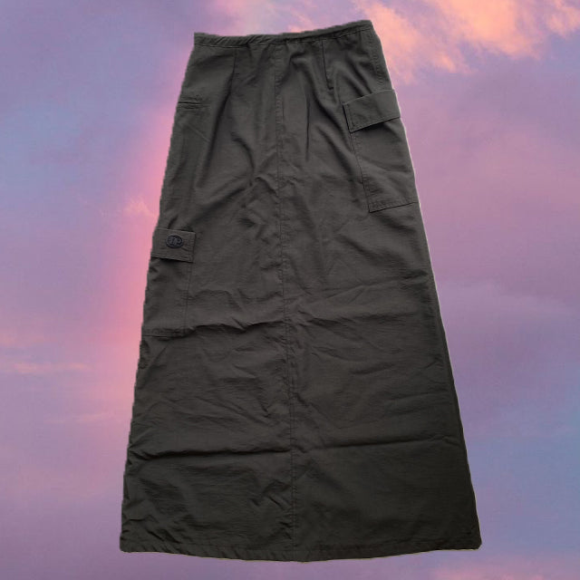 Vintage 90's Techwear Dark Grey Cargo Maxi Skirt (S/M)