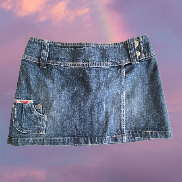 Vintage 90's Grunge Wrap Denim Mini Skirt (34 EU / UK 6 / US 2)