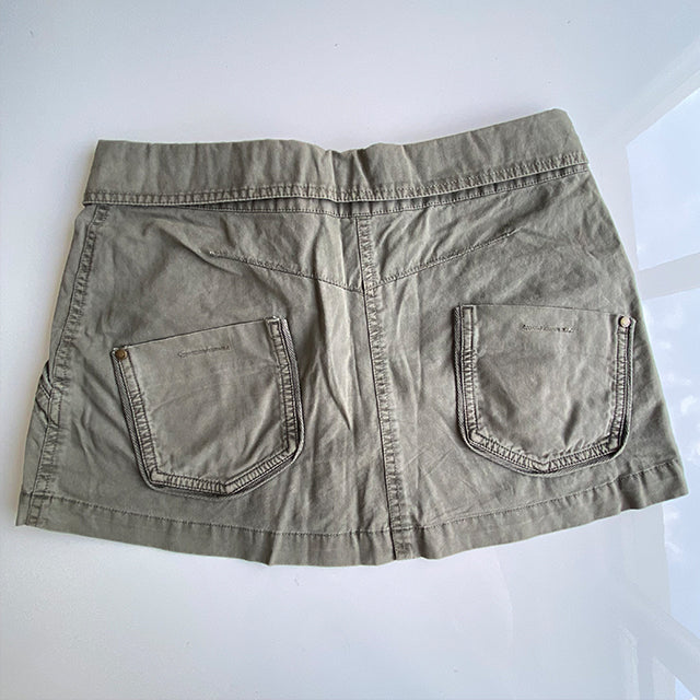 Vintage 90's Grunge Khaki Cargo Mini Skirt (36 EU / UK 8 / US 4)