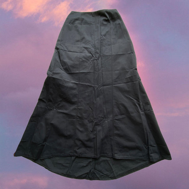 Vintage 90's Techwear Black Maxi Skirt with Drawstring Back Detail (34 EU / UK 6 / US 2)