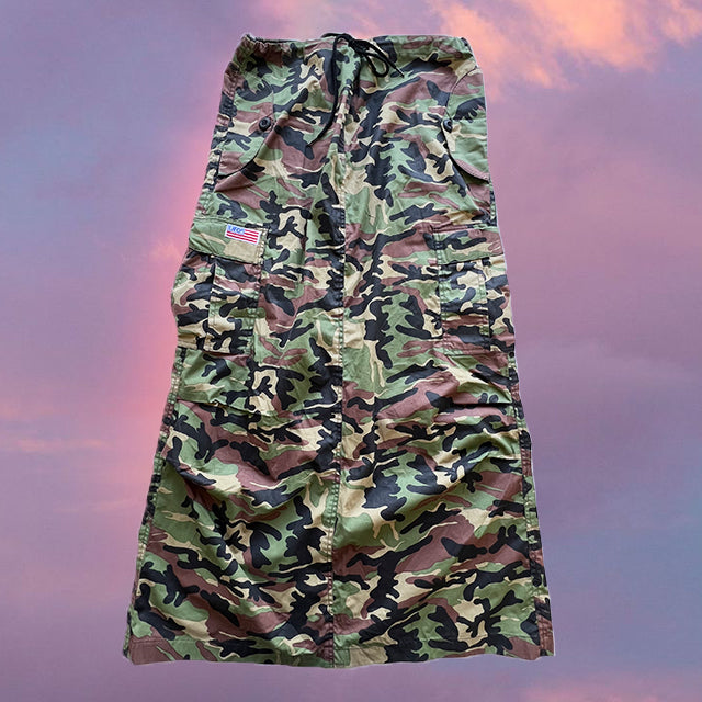 Vintage 90's Archive Camo Cargo Maxi Skirt (S/M)