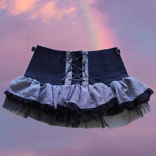 Vintage 90's Cyber Goth Skirt with Tulle (38 EU/UK 10)