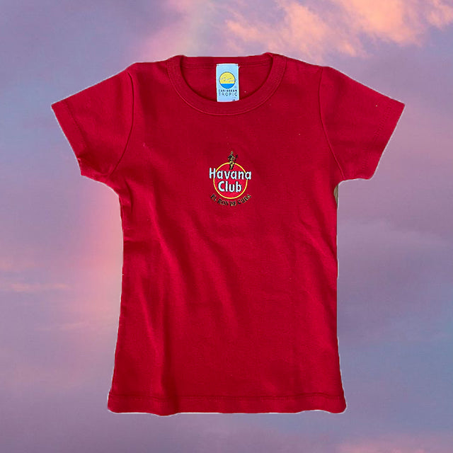 Vintage 90's Skater "Havana Club" Red Baby Tee (XS)