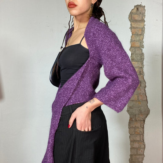 Vintage 2000's Funky Purple Cardigan with 'Scarf Pockets' (S/M)