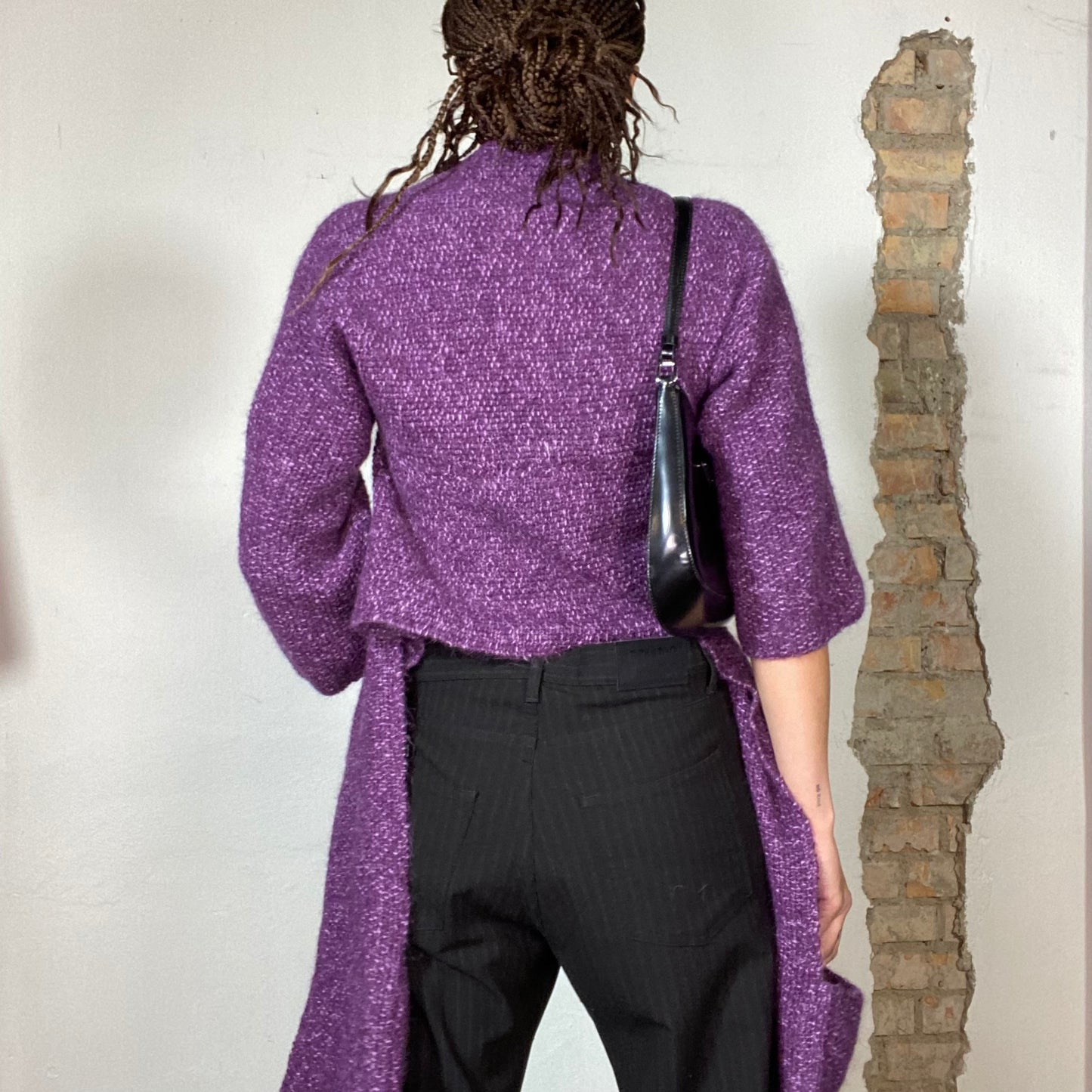 Vintage 2000's Funky Purple Cardigan with 'Scarf Pockets' (S/M)