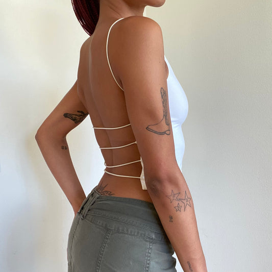 Vintage 90’s Clubwear White Backless Strappy Top (S)