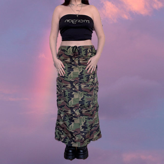 Vintage 90's Archive Camo Cargo Maxi Skirt (S/M)