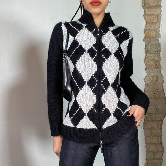 Vintage 90's Biaggini Black Agile Knit Zip Up Sweater (S/M)