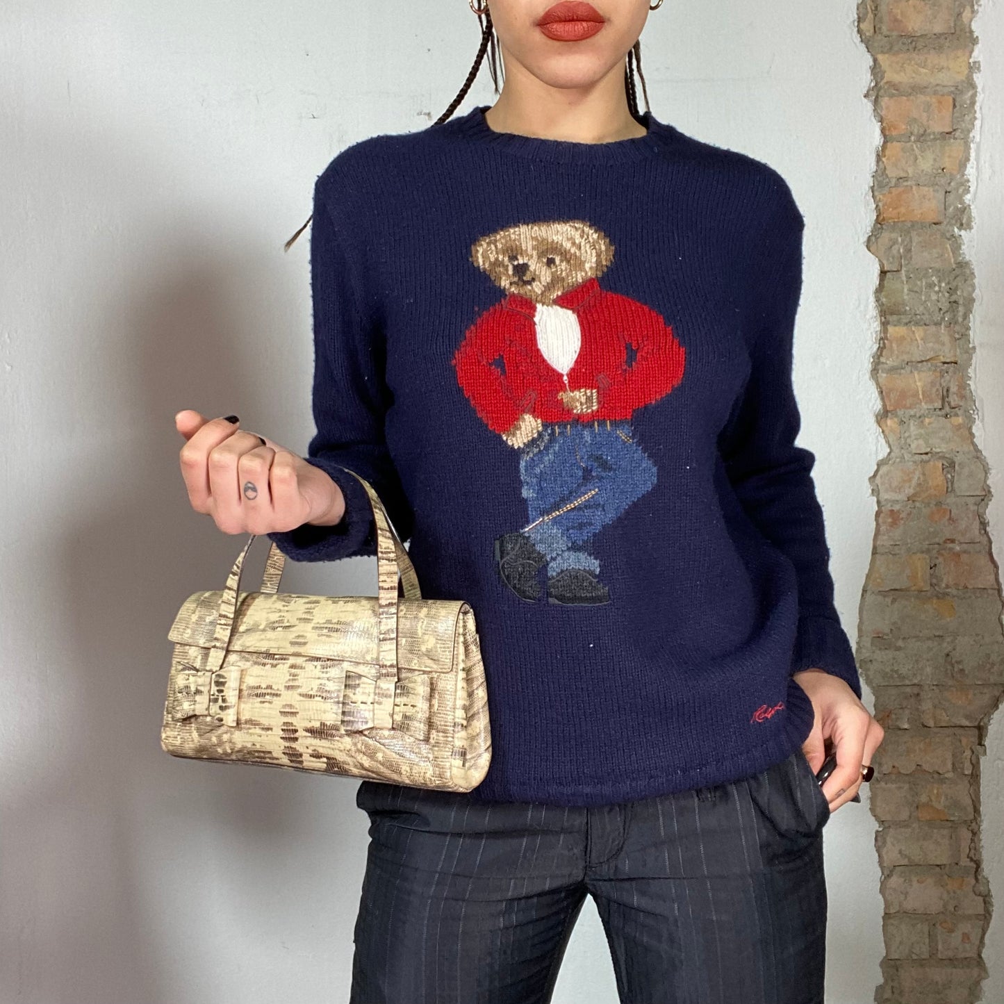 Vintage ultra rare 90's Polo Ralph Lauren Bear Knit Sweater (S)