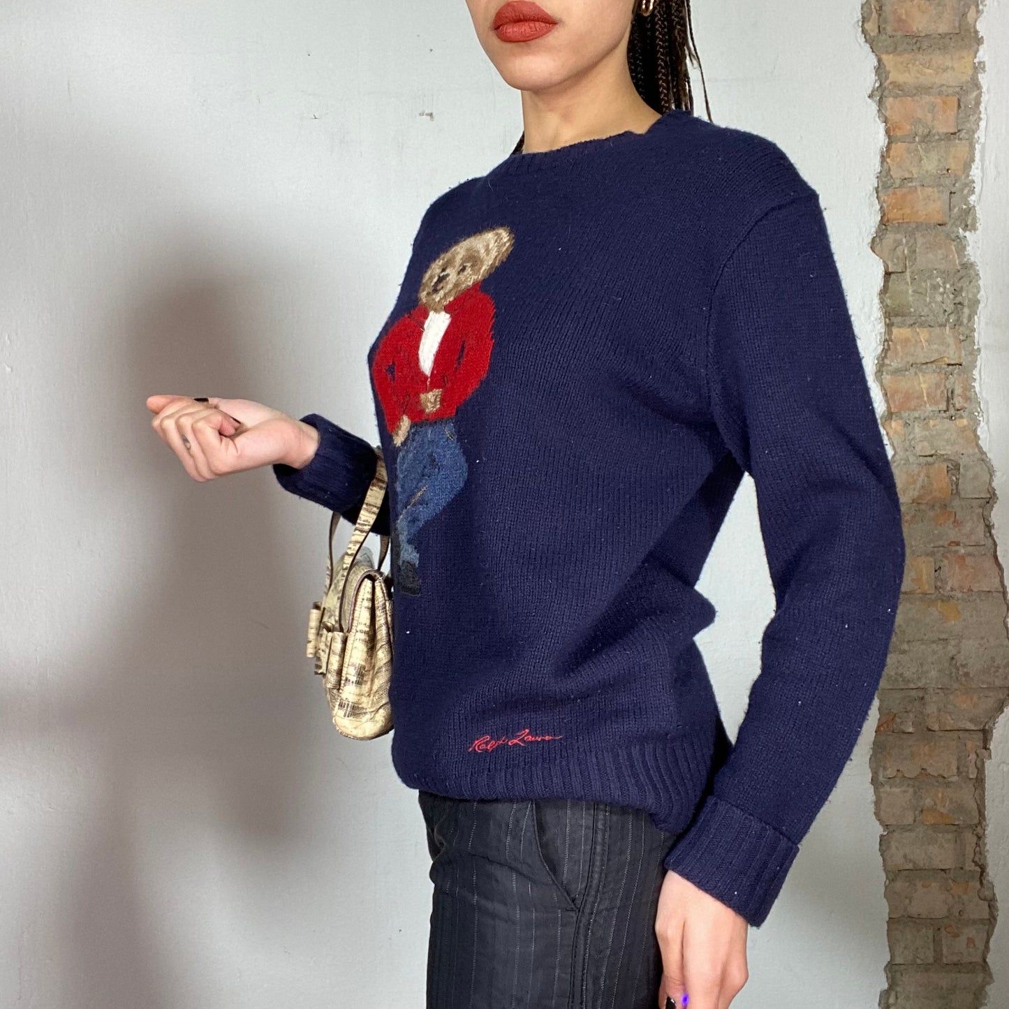 Vintage ultra rare 90's Polo Ralph Lauren Bear Knit Sweater (S)