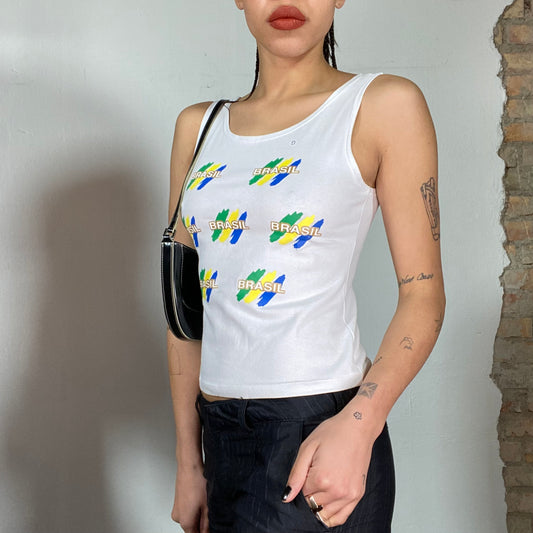 Vintage 2000's Football Core White Brazil Tank Top (S)