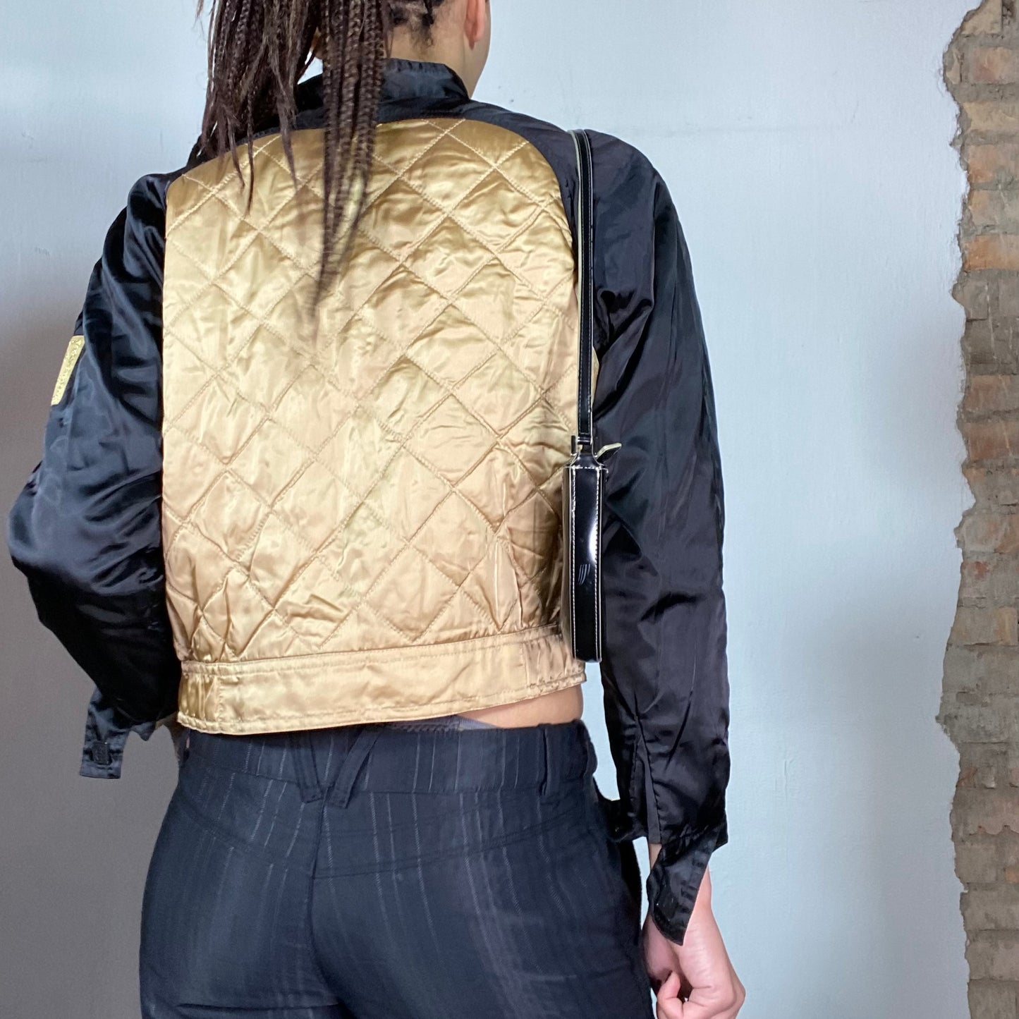 Vintage 2000's Chanel Archive Black and Gold Bomber Jacket (S/M)