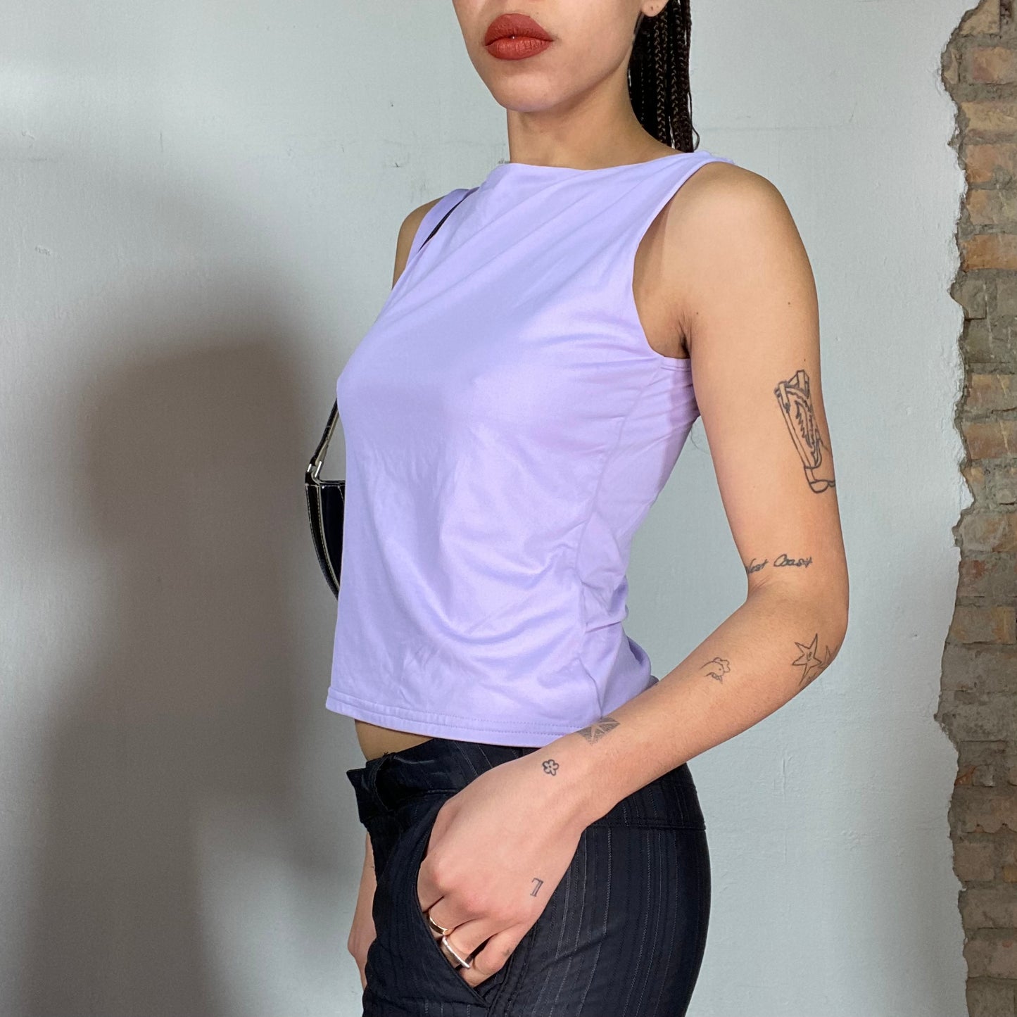 Vintage 90's Clubwear Lilac High Neck Tank Top (S/M)