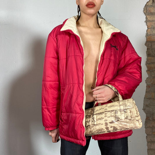 Vintage 90's Winter Red Puffer Jacket with beige Lining (M/L)