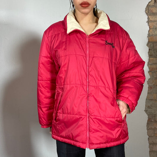 Vintage 90's Winter Red Puffer Jacket with beige Lining (M/L)