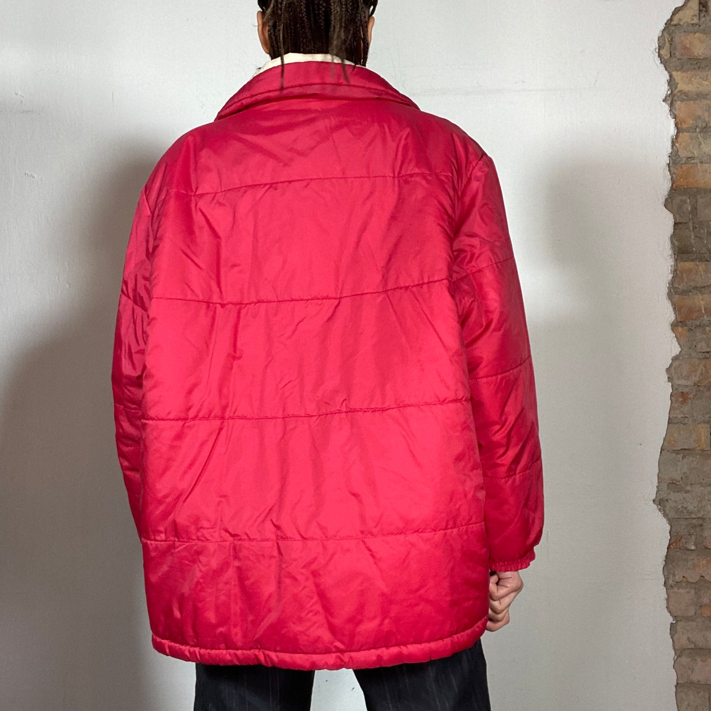 Vintage 90's Winter Red Puffer Jacket with beige Lining (M/L)