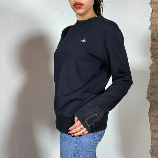 Vintage 90's Archive Vivienne Westwood Black Sweater with Logo Embroidery (M)