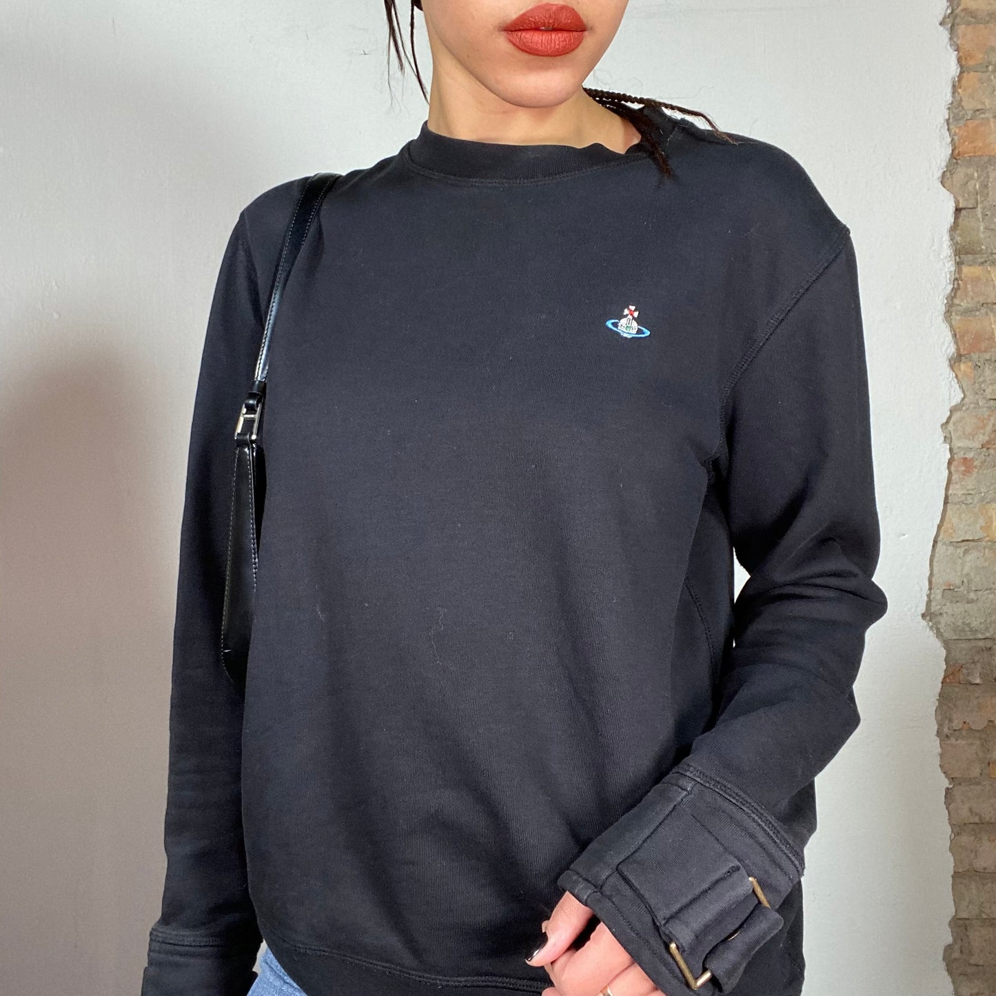 Vintage 90's Archive Vivienne Westwood Black Sweater with Logo Embroidery (M)